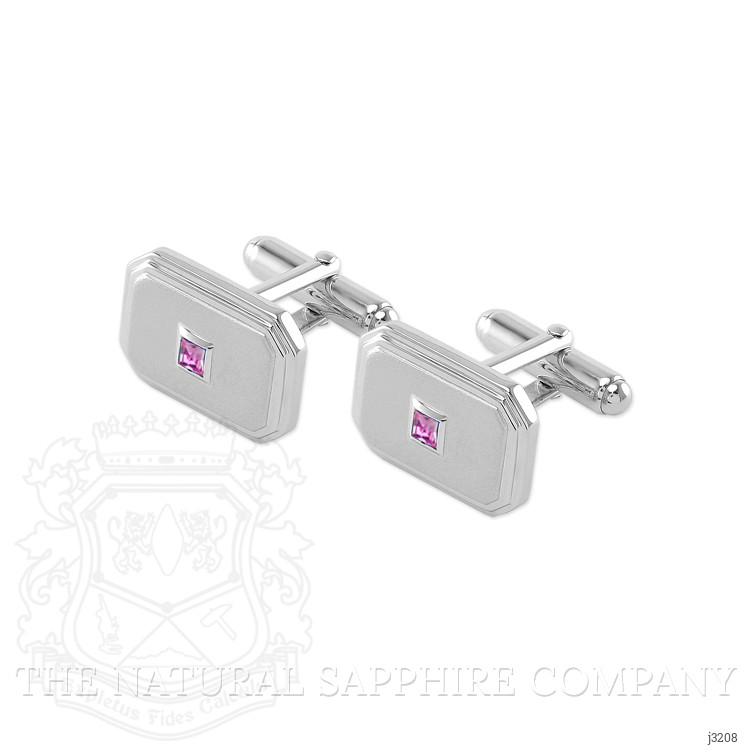 0.71 Ct. Pink Sapphire Solitaire Cufflink, Silver
